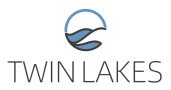 A logo with the text "TWIN LAKES" beneath it.